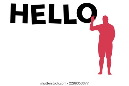 The  silhouettes standing next to the word 'Hello'