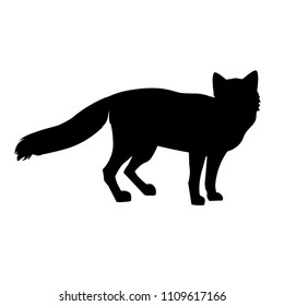 Silhouettes of standing red fox. Vector illustration isolated on white background