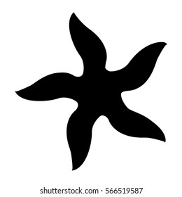 Silhouettes of starfish  isolated black and white vector illustration minimal style
