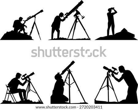 Silhouettes of Stargazers and Observers with Telescopes