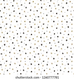Silhouettes of stars on a white background. Holiday seamless pattern. Christmas star. Ornament for gift wrapping paper, fabric, clothes, textile, surface textures, scrapbook. Vector illustration. 