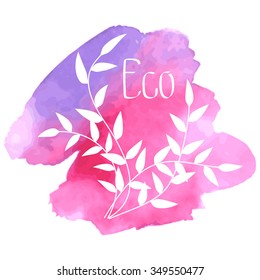 Silhouettes stems on watercolor background spot
