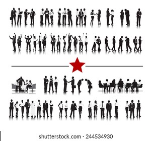 Silhouettes of Successful Business People Working