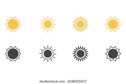 silhouettes of sun design, vector, isolated on transparent background