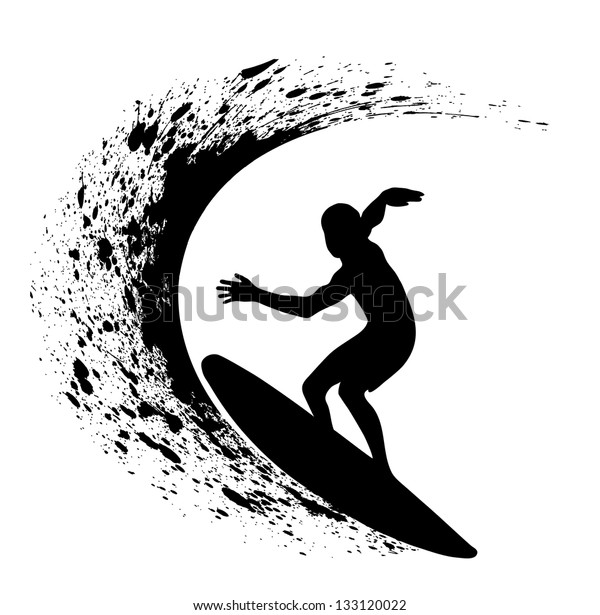 Silhouettes Surfers Stock Vector (Royalty Free) 133120022 | Shutterstock