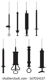 Silhouettes of syringes