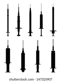 Silhouettes of syringes, vector illustration