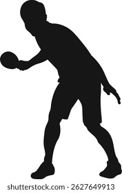 Silhouettes of Table Tennis Player Vector on White