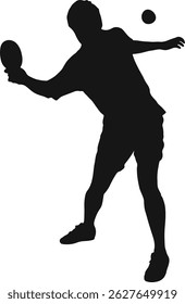 Silhouettes of Table Tennis Player Vector on White