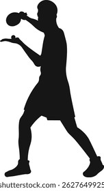 Silhouettes of Table Tennis Player Vector on White