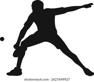 Silhouettes of Table Tennis Player Vector on White