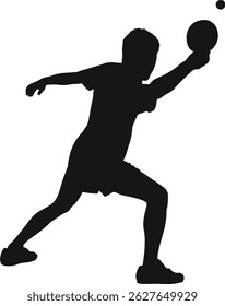 Silhouettes of Table Tennis Player Vector on White