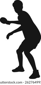 Silhouettes of Table Tennis Player Vector on White