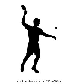 Silhouettes of table tennis player Vector on white