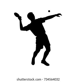 Silhouettes of table tennis player Vector on white