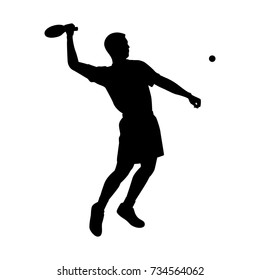 Siluetas del Vector del jugador de tenis de mesa en blanco