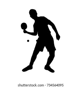 Silhouettes of table tennis player Vector on white