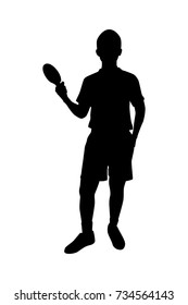 Silhouettes of table tennis player Vector on white