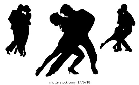 silhouettes of tango dancers