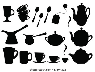 silhouettes of  tea and coffee set