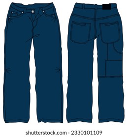 Silhouettes or technical lines of jean pants with seasonal cuts and pockets for men, boys, girls or women.