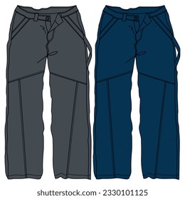 Silhouettes or technical lines of jean pants with seasonal cuts and pockets for men, boys, girls or women.