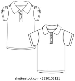 Silhouettes or technical outlines of sets of long-sleeved, short-sleeved shirts, for children, women, men. season collection