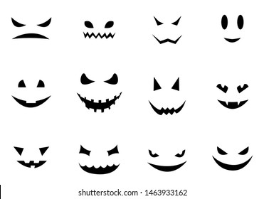 Silhouettes of terrible pumpkin faces. Vector illustration.