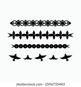 silhouettes of text divider line doodle geometric border celestial, ornament vector art illustrations.