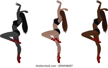 silhouettes of three dancing girls