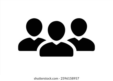Silhouettes of three individuals are presented in a simple, minimalist style. Each figure has a distinct shape, showcasing a professional representation of teamwork and unity.