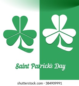 Silhouettes of three-sheeted green and white clover