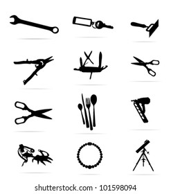 silhouettes of tools