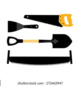 Silhouettes of tools. Vector illustration.