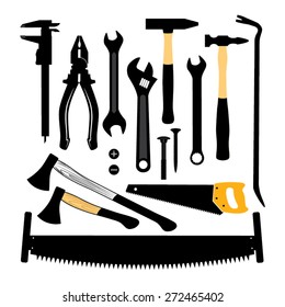 Silhouettes of tools. Vector illustration.