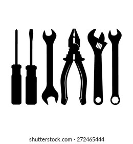 Silhouettes of tools. Vector illustration.