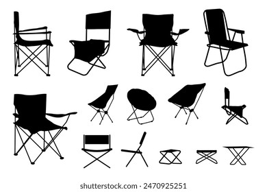 Silhouettes of tourist chairs. Vector illustration.
