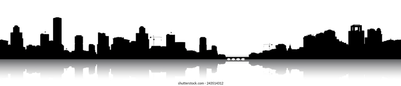 Silhouettes the town on a white background. Vector illustration.