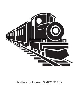 Silhouettes train icon on white background