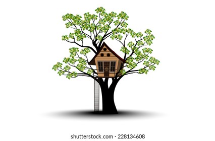 Silhouettes of Tree and House