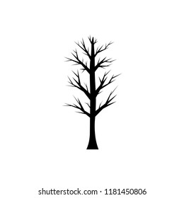 Silhouettes of a tree without leaves isolated on white background