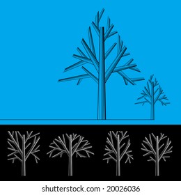 Silhouettes of trees of the different form