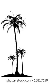 Silhouettes of trees isolated on a white background