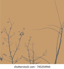 Silhouettes of  Trees on brown background. Tree Pattern. Vector illustration