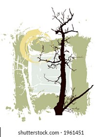 Silhouettes de árboles en un fondo de grano