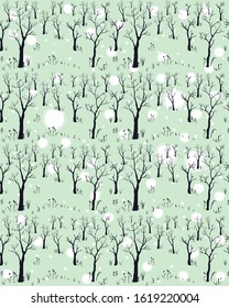 Silhouettes of Trees on subtle background. Tree Pattern. Vector illustration