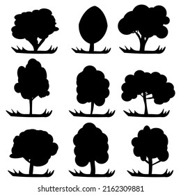Silhouettes of trees in vector eps 10. Silhouettes of various trees in black