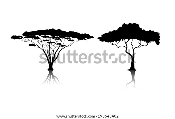 Silhouettes Tropical Trees Stock Vector (Royalty Free) 193643402