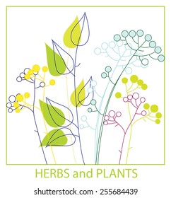 silhouettes twigs herbs and plants. vector illustration