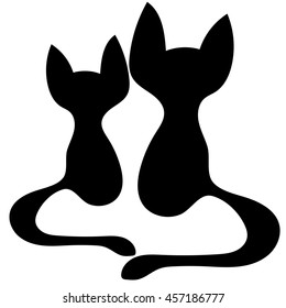 Silhouettes of two cats